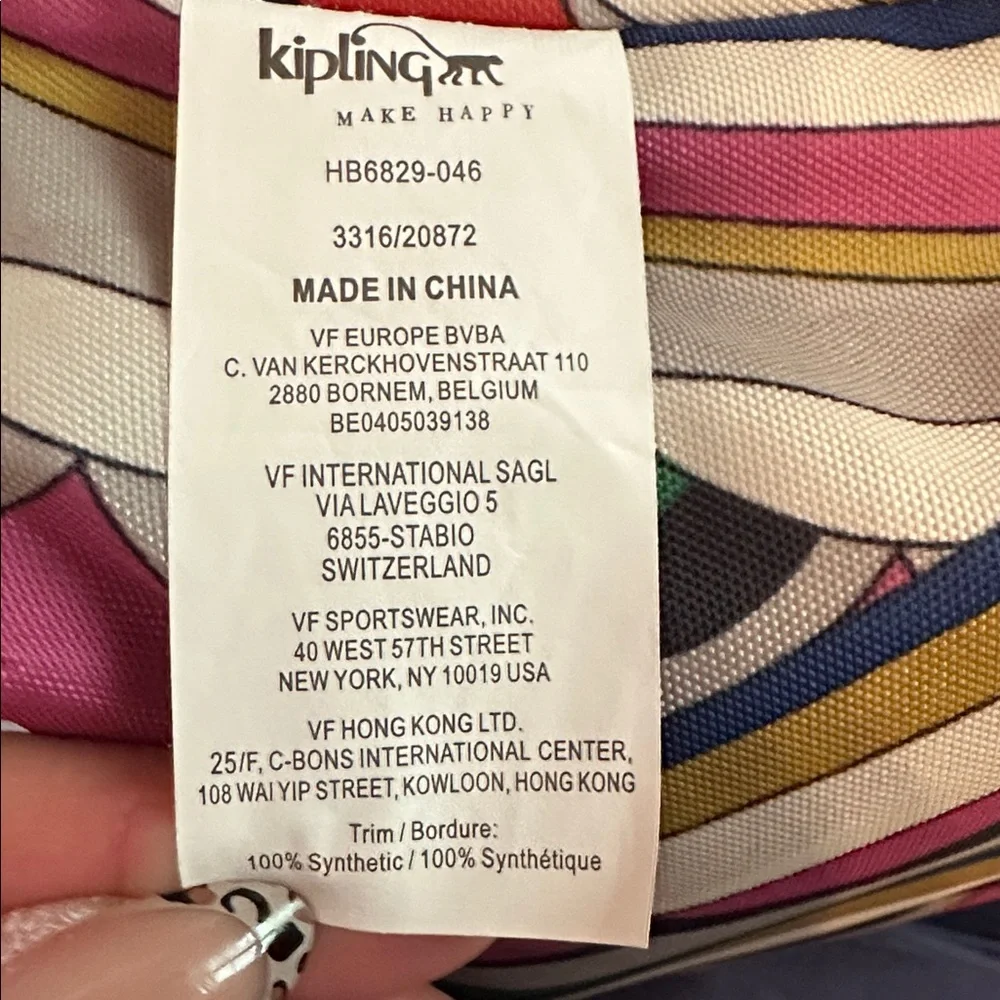 Kipling Adelina Silver light grey pockets multicolor nylon Tote satchel Bag